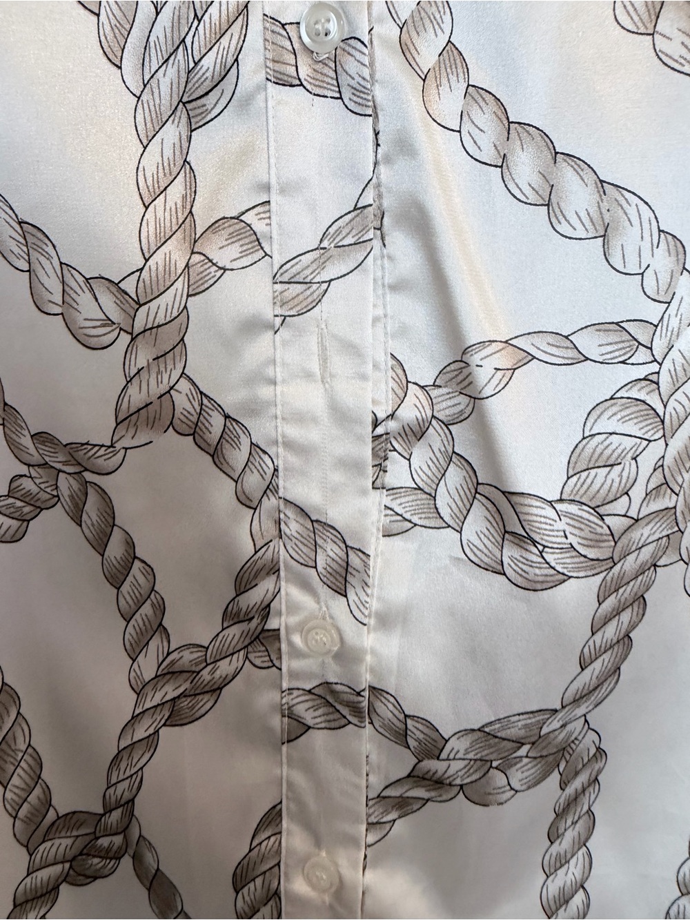 Mango White Rope-Print Button-Up Blouse - Picture 9 of 10